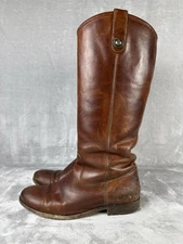 Frye Women's Melissa Button Brown Leather Riding Boot 8 B Vintage