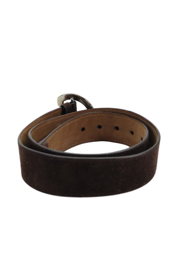 Cinturón de cintura Prada para mujer de gamuza con hebilla circular marrón talla 36/98 Foto 3 de 4