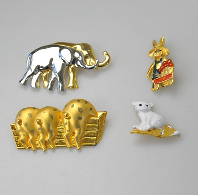 Brooch LOT  JJ Jonette Danecraft  LC  polar bear rabbit pigs rhinestone enamel