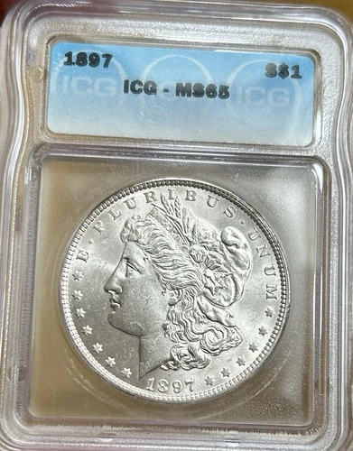 1897 Morgan Silver Dollar ICG MS65 Bright Blast