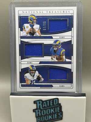 2024 National Treasures NFL Gear Trios Rams Stafford Nacua Corum /99 #NGT-LAR