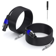2 PCS 50 FT Speakon To 1/4 Inch Male Speaker Cables 12 Gauge Heavy Duty