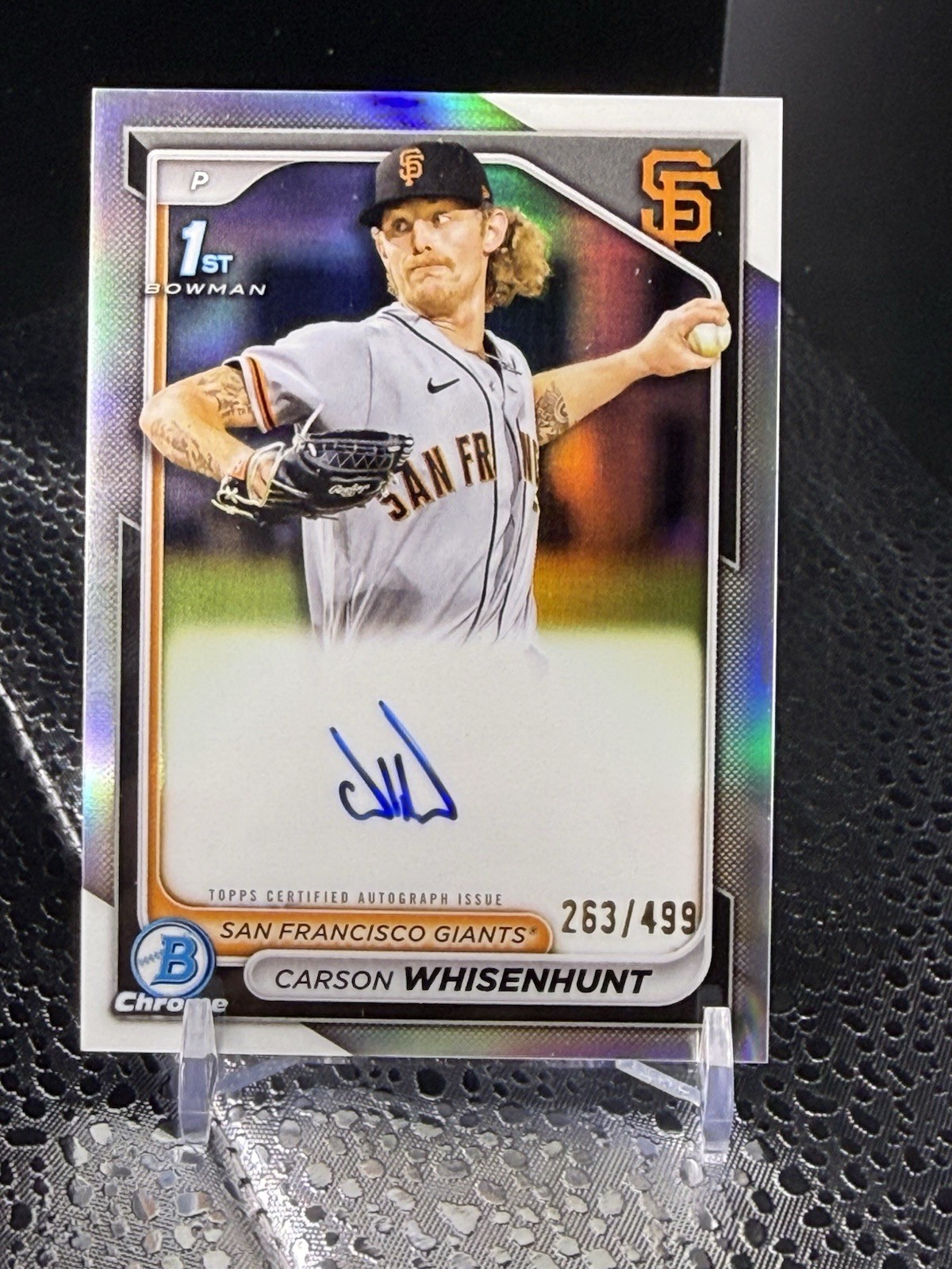 2024 Bowman Carson Whisenhunt Chrome Auto Refractor /499 1st Prospect Giants