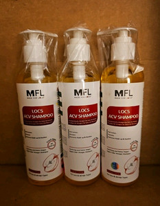 MFL Made For Locs ACV Shampoo Vegan Pump Bottles 3-Pack Clarifying Detox