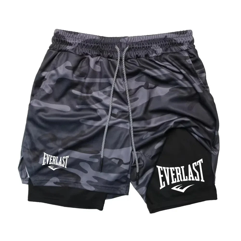 Men 2 in 1 Running Shorts Gym Fitness Training Sports Jogging Quick Dry Pants
