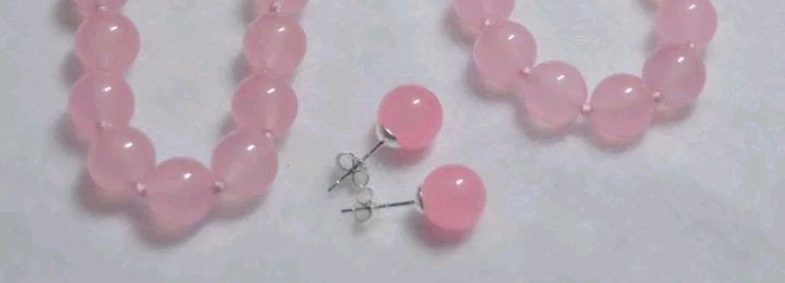 Orecchini a lobo vero quarzo rosa naturale 10 mm con GARANZIA argento 925 NUOVI - Immagine 2 di 4