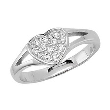Heart Ring 925 Sterling Silver Baby with Cubic Zirconia/CZ - 0.1cm