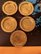 Vintage Messing Untersetzer / Wandteller – 5er Set – Handarbeit Orient