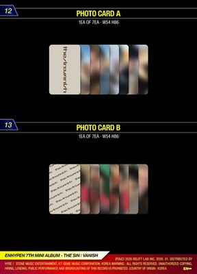 EN-HYPEN The Sin: Vanish 7° Mini Album, Set 3 Photobook Ver. Con CD, Photocard E Adesivi | Data Release 2026.01.16 - 2