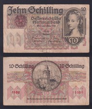 Banknote Austria 10 Schilling 1946 P.-122 BB/VF