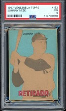 1967 Venezuela Topps Baseball #182 Johnny Mize PSA 3