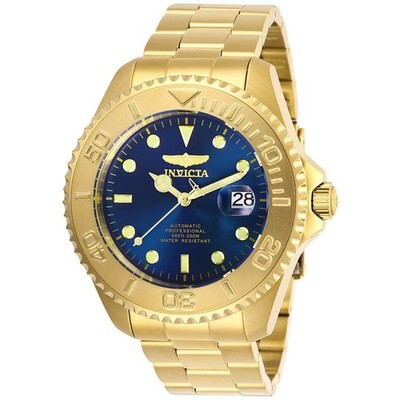 Invicta Men's Watch Pro Diver Automatic Gold Tone Bezel Blue Dial Bracelet 28951