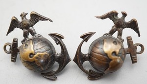 Pre-WWII USMC Marine Officer EGA Eagle Globe Anchor Collar Set by Imperial H&H