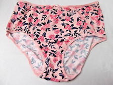 vtg panties lingerie Delta Burke brief 9 2X Plus pink flower floral silky poly