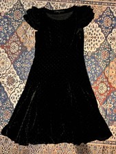 MARC JACOBS French Sleeve Velor Flared Dress Black Size 4 MJ1225214