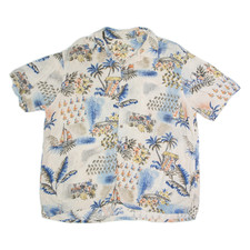 BATIK BAY Beach Mens Shirt White Crazy Pattern 2XL