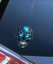 2x 3D Big Black Metal Skull Skeleton Evil Bone Car Emblem Badge Decal Sticker