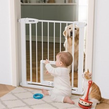 30 Inch Tall Baby Gate with Small Cat Door, Adjustable Auto Close Dog Gate Ea