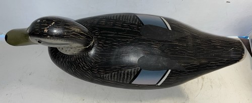 Large Carved Wood Painted Black Duck Working Decoy 16"L X 6" T New Jersey - Picture 4 of 10