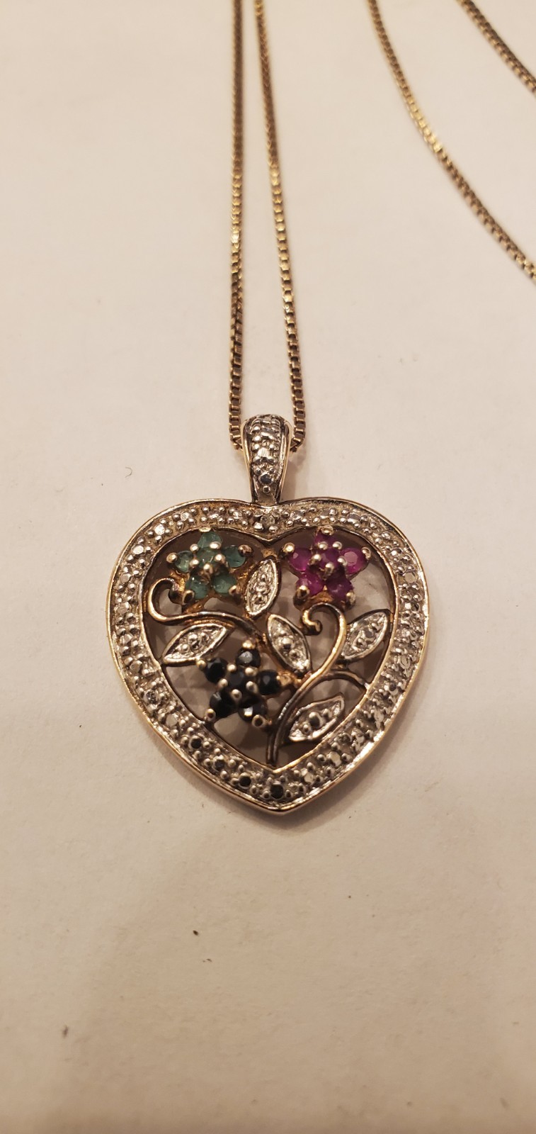 ROSS SIMONS GOLD PLATED 925 EMERALD RUBY SAPPHIRE… - image 1