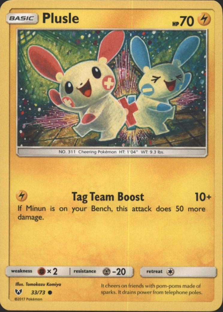 Plusle 33/73 Common Shining Legends Pokemon Near Mint