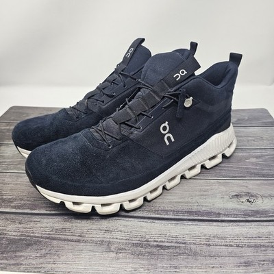 On Running Cloud Hi Monochrome Navy Walking Hiking Shoes Men's Size 10.5