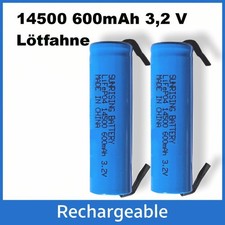 2x IFR 14500 3,2 V 600 mAh LiFePO4 con saldatore batteria ricaricabile