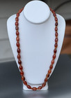 Vintage Chinese Red Agate Carnelian Necklace, Hand Knotted, 86 grams, 28" Long — photo 5