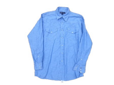 Mens Canadian blue cotton shirt by MWG Apparel Wester style Pearl buttons 2XL UK