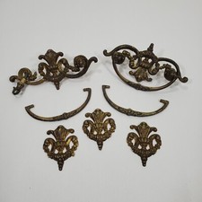 Drawer Pulls Vintage Cabinet Handles Ornate Floral Lot Hardware Escutcheon Plate