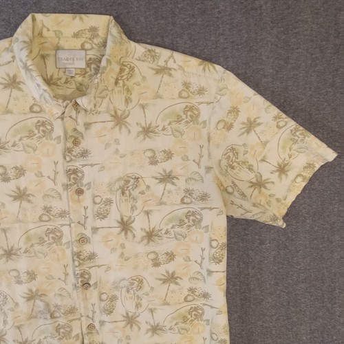 Traders Bay Shirt Mens XL Short Sleeve Button Front Palms Pineapples Cotton - Picture 3 of 14