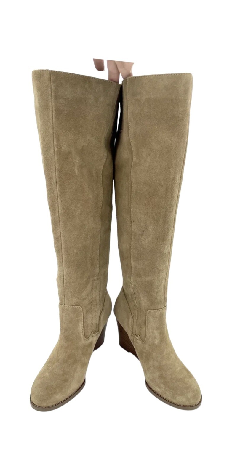 SAOLA Stivali tacco alto zeppa pelle scamosciata marrone Sole Society Prony TG 6 nuovi SH32