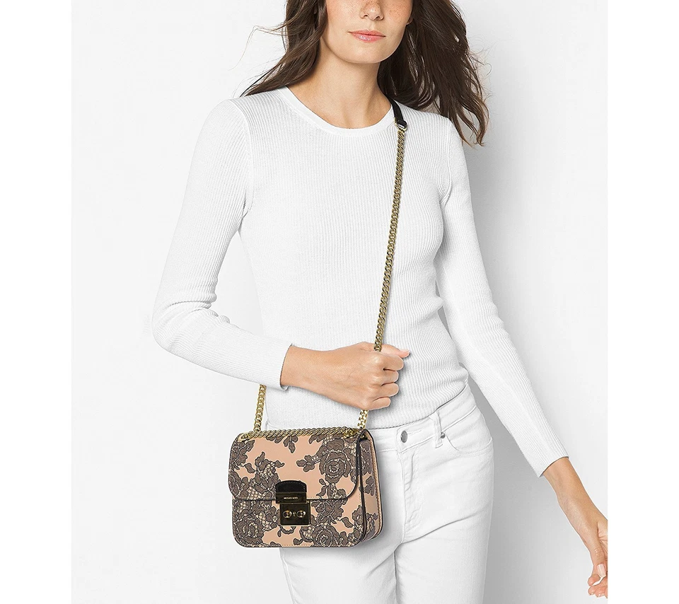 Bolso de hombro Michael Kors Sloan cadena mediana Oyster 30H6GL8L6T $498 Foto 2 de 2