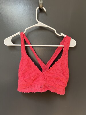 Aerie Pink Flora lace cross-back bralette Sz XL Not Padded