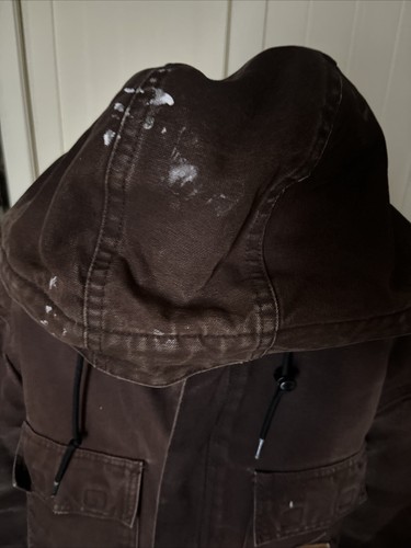 CARHARTT Men's Dark Brown Cotton Padded Well Worn Vintage Work Jacket Size M - Picture 2 of 24