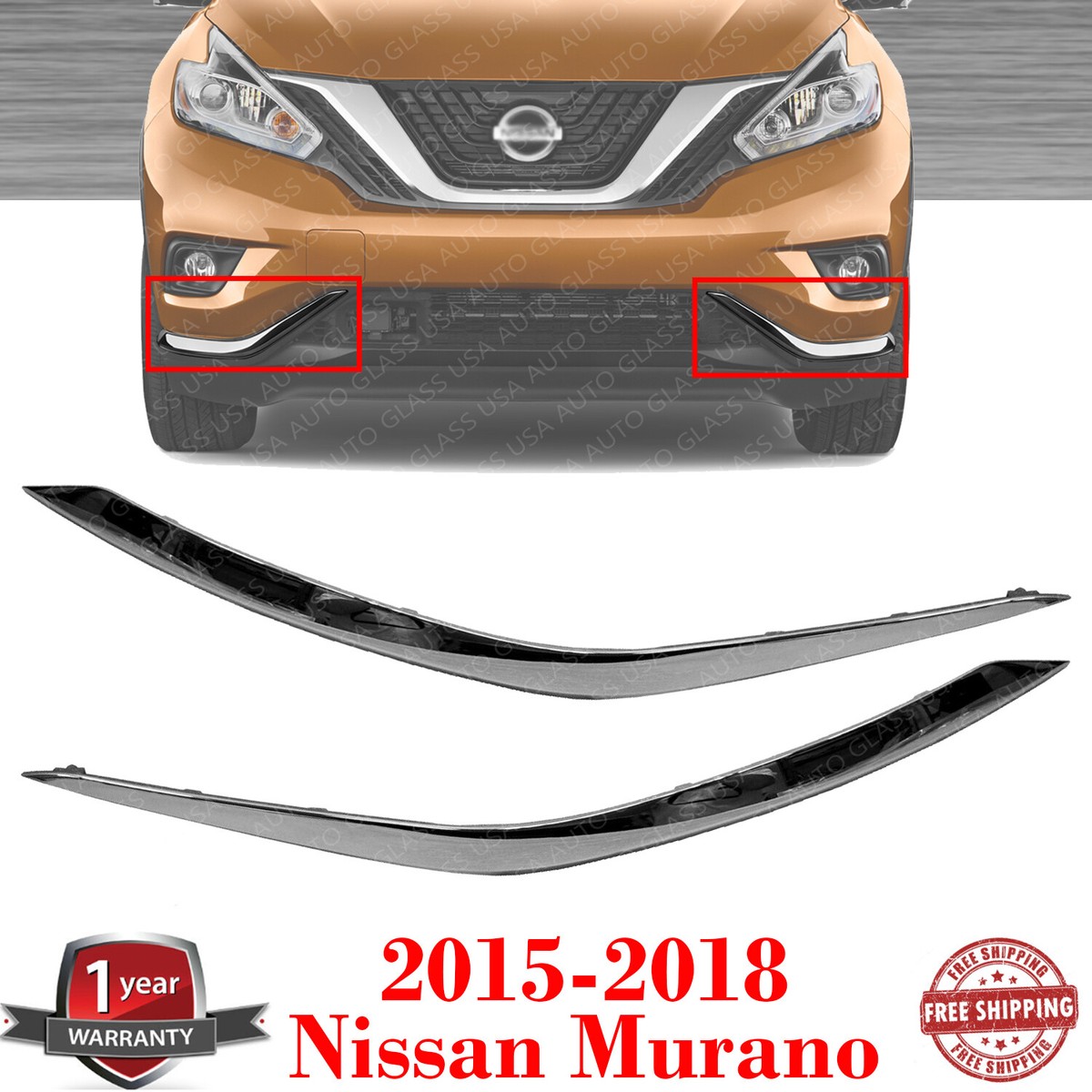 for 2015-2018 NISSAN MURANO Front Bumper PASSENGER Lower Chrome Trim
