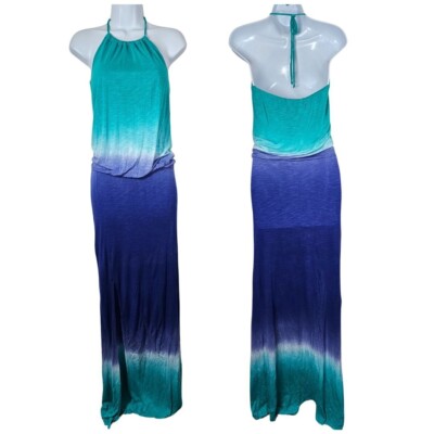 Young Fabulous & Broke Halter Blue Purple White Ombre Maxi Dress XS | eBay