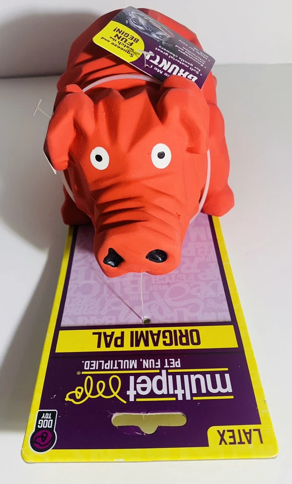 Multipet Squeeze Origami Pal Pigg Latex Dog Toy Red NEW!!! - Image 2 of 4