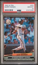 Barry Bonds 1992 Fleer Ultra Baseball Card #251 Graded PSA 10
