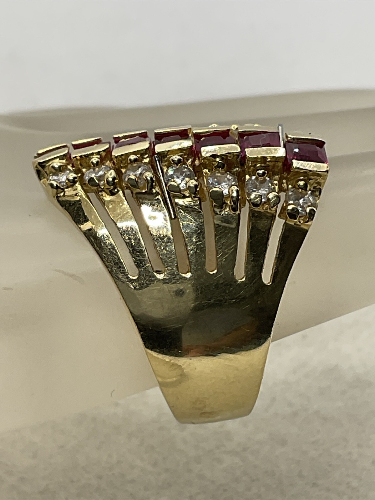 IMPRESSIVE Solid 14K Yellow Gold Princess Cut Cre… - image 15