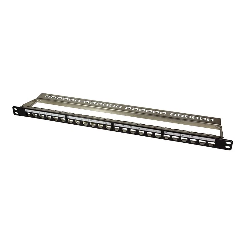 19" Patchpanel 24 Port Keystone Module Panel 0,5HE schwarz Patchfeld - Bild 2 von 4