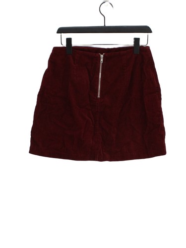 New Look Women's Midi Skirt UK 10 Red Cotton with Polyester Midi A-Line