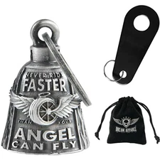 Never Ride Faster than Your Angel Motorcycle Biker Bell Rider Guardian Motorbike