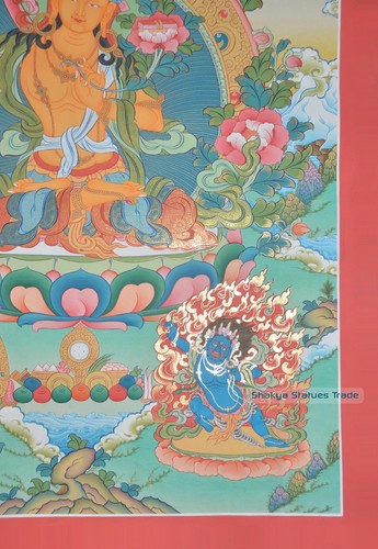 Pintura budista tibetana Thangka/Thanka 32"" x 24"" Manjushri/Jambiyang Nepal - Imagen 6 de 6