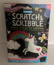 Justice Scratch and Scribble Unicorns. Mini Art Kit 6 Sheet Guided Artwork Set