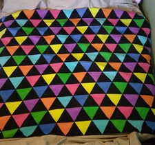 46 X 59 Fleece Throw Colorful Triangles One Layer stitched edge 276569