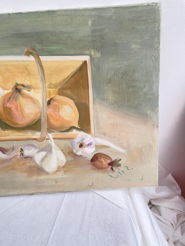 Original Painting French Still-life Pastel Basket Onions Provence Art 16x13” - Picture 10 of 16