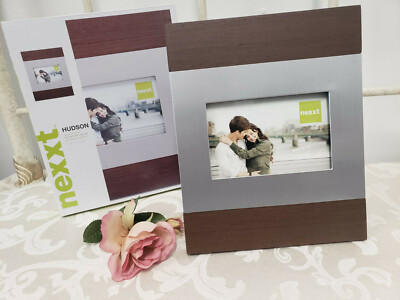 Nexxt Hudson Photo Frame 4''x6'' Wood and Brushed Silver Brand New