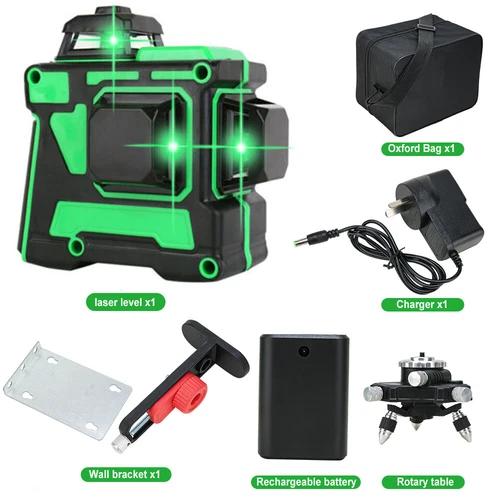 12 Green Line 360° Self Leveling Laser Level Outdoor 3D Cross Rotary Measure Kit - Picture 14 of 15