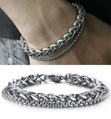 Bracciale Uomo In Acciaio Inox - Catena Oro E Argento, Regalo Elegante Per Compleanno O Natale - Foto 3